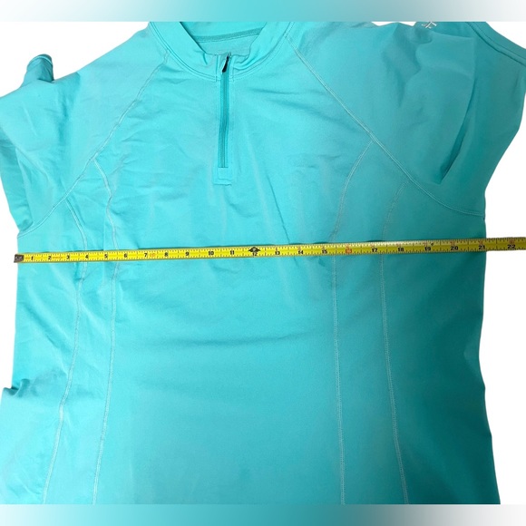 Coolibar Women’s Turquoise Shirt Short Sleeve 1/4 Zip & Biker Shorts XL UPF 50+ - Picture 7 of 13
